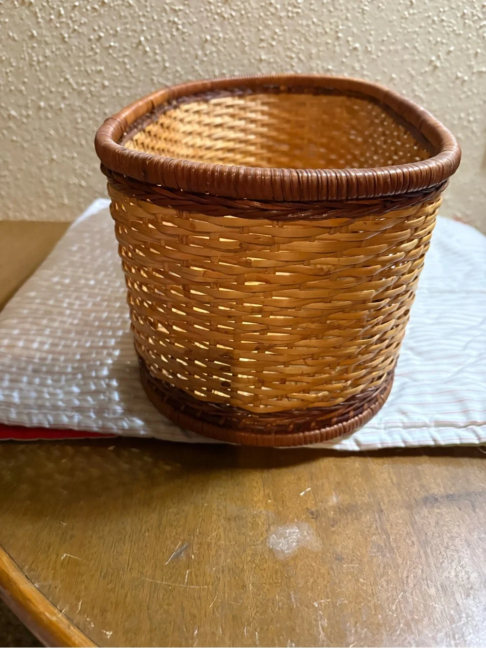 Vintage Woven Oval Storage Basket - Natural Brown